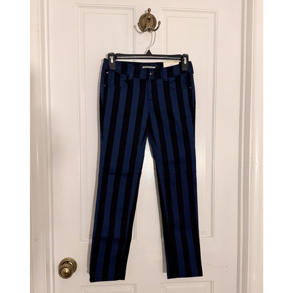 Tommy Hilfiger Kids Skinny Low Waist Black Blue Stripes Jeans Size 10